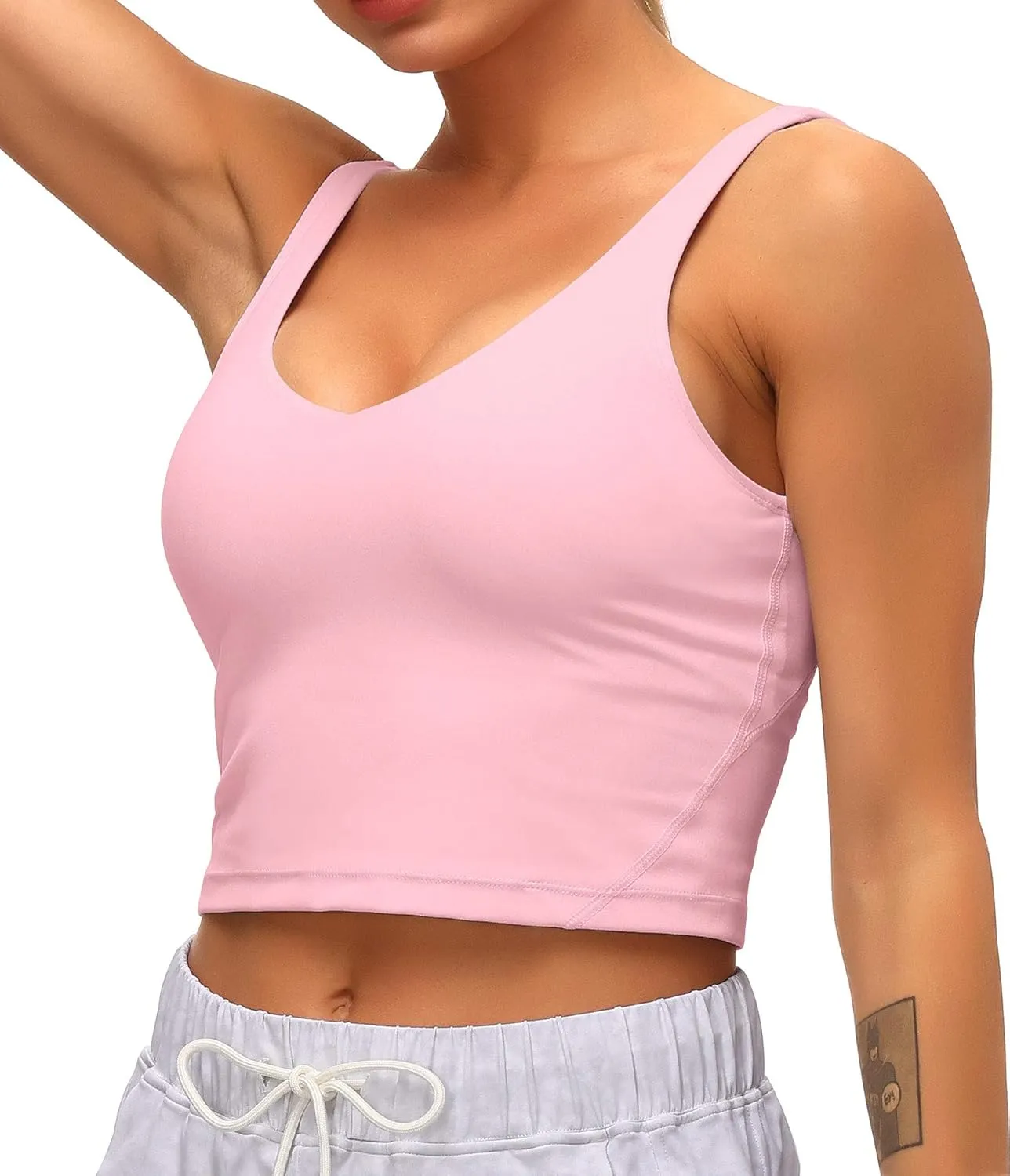Dragon Fit Sports Bra for Women Longline Padded Bra Yoga Crop Tank Tops Fitness Workout Running Top