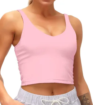 Dragon Fit Sports Bra for Women Longline Padded Bra Yoga Crop Tank Tops Fitness Workout Running Top