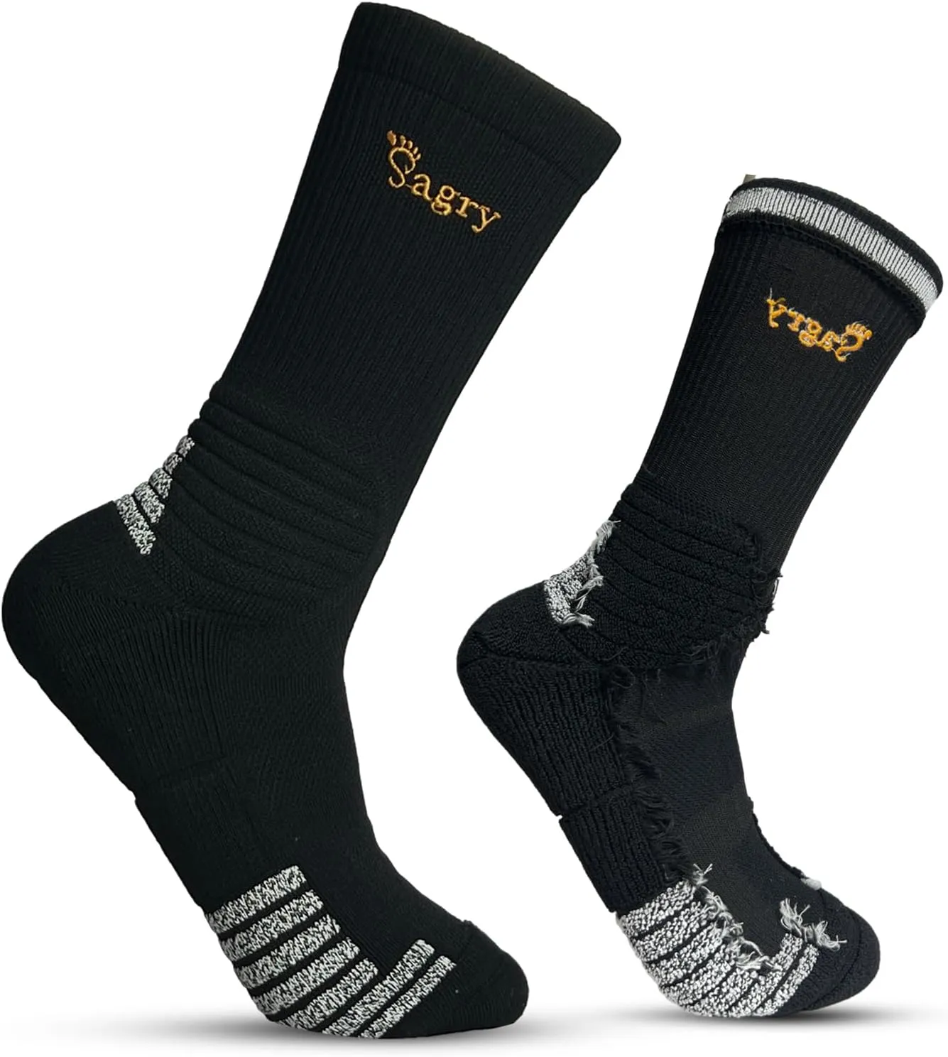 Elite Basketball Socks, Performance Cushioned Mid Calf Athletic Socks with Arch Compression for Football Hiking Running