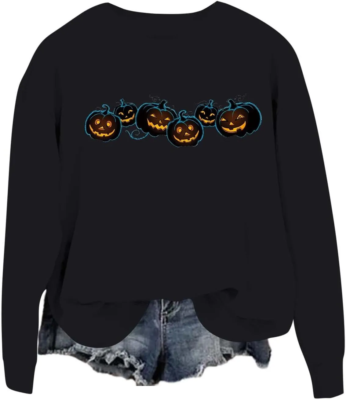 Fall Sweatshirts for Women Halloween Graphic Loose Long Sleeve Crewneck Workout Tunics Autumn Fashion Pullover Hoodies