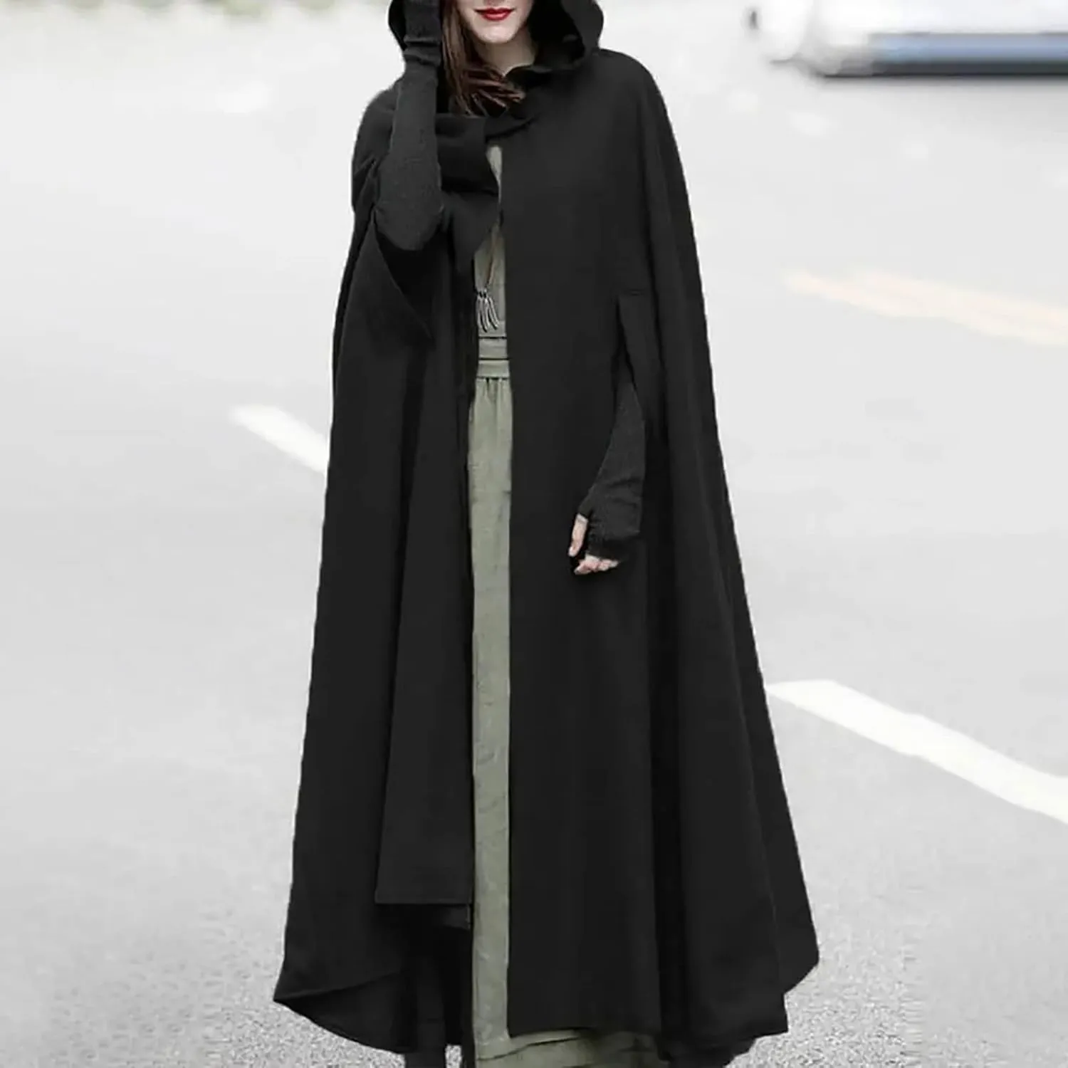 Fashion Fall Winter Winter Coats for Women Solid Hooded Trench Coat Oversized Split Cloak Woolen Outerwear Long Hoodies