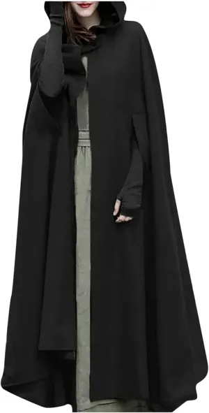 Fashion Fall Winter Winter Coats for Women Solid Hooded Trench Coat Oversized Split Cloak Woolen Outerwear Long Hoodies