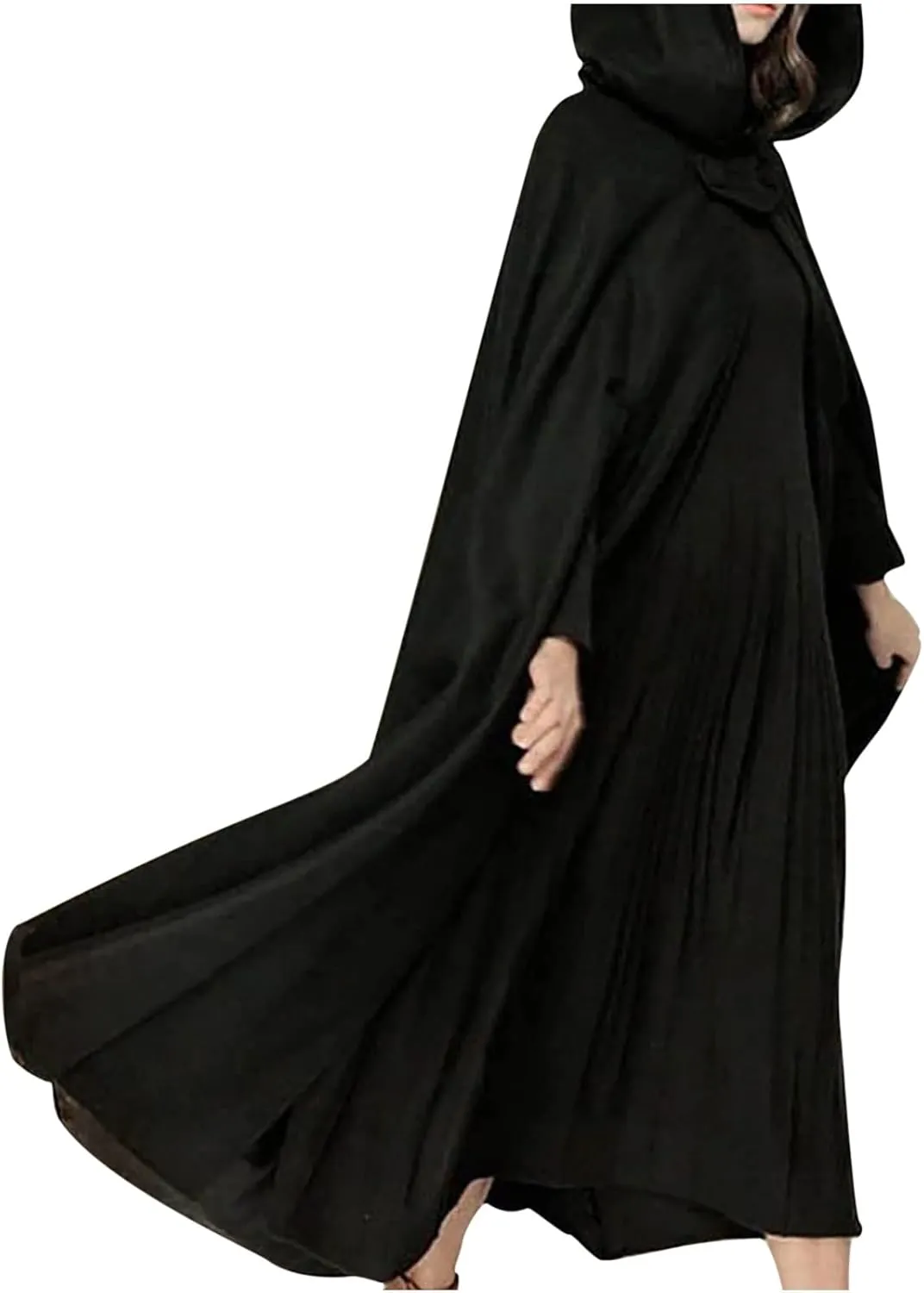 Fashion Fall Winter Winter Coats for Women Solid Hooded Trench Coat Oversized Split Cloak Woolen Outerwear Long Hoodies