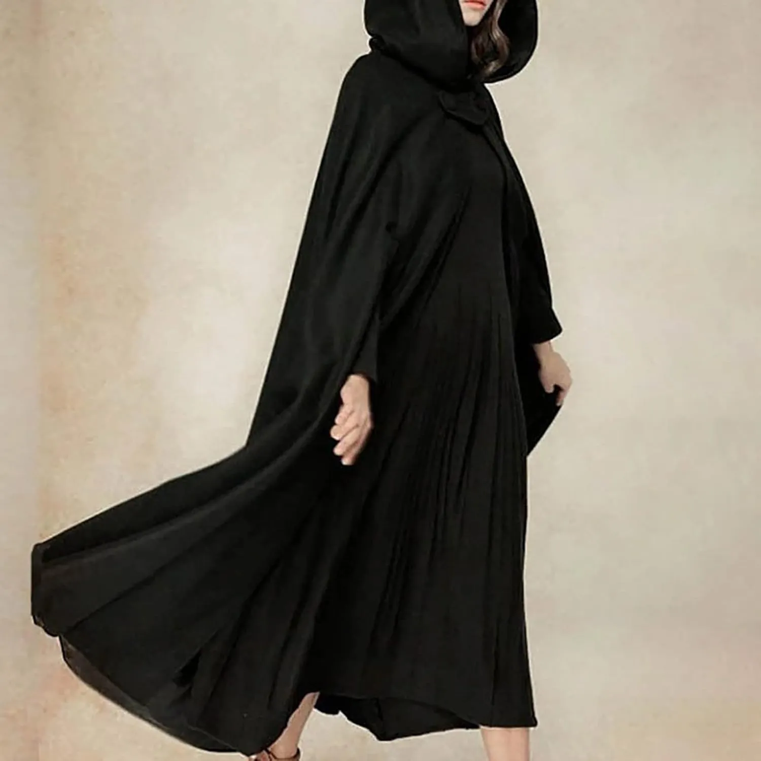 Fashion Fall Winter Winter Coats for Women Solid Hooded Trench Coat Oversized Split Cloak Woolen Outerwear Long Hoodies