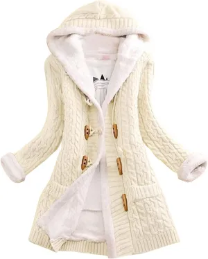 Fleece Jacket Women Long Sleeve Thick Warm Hooded Cardigan Coat Oversized Fluffy Outerwear Women Coats