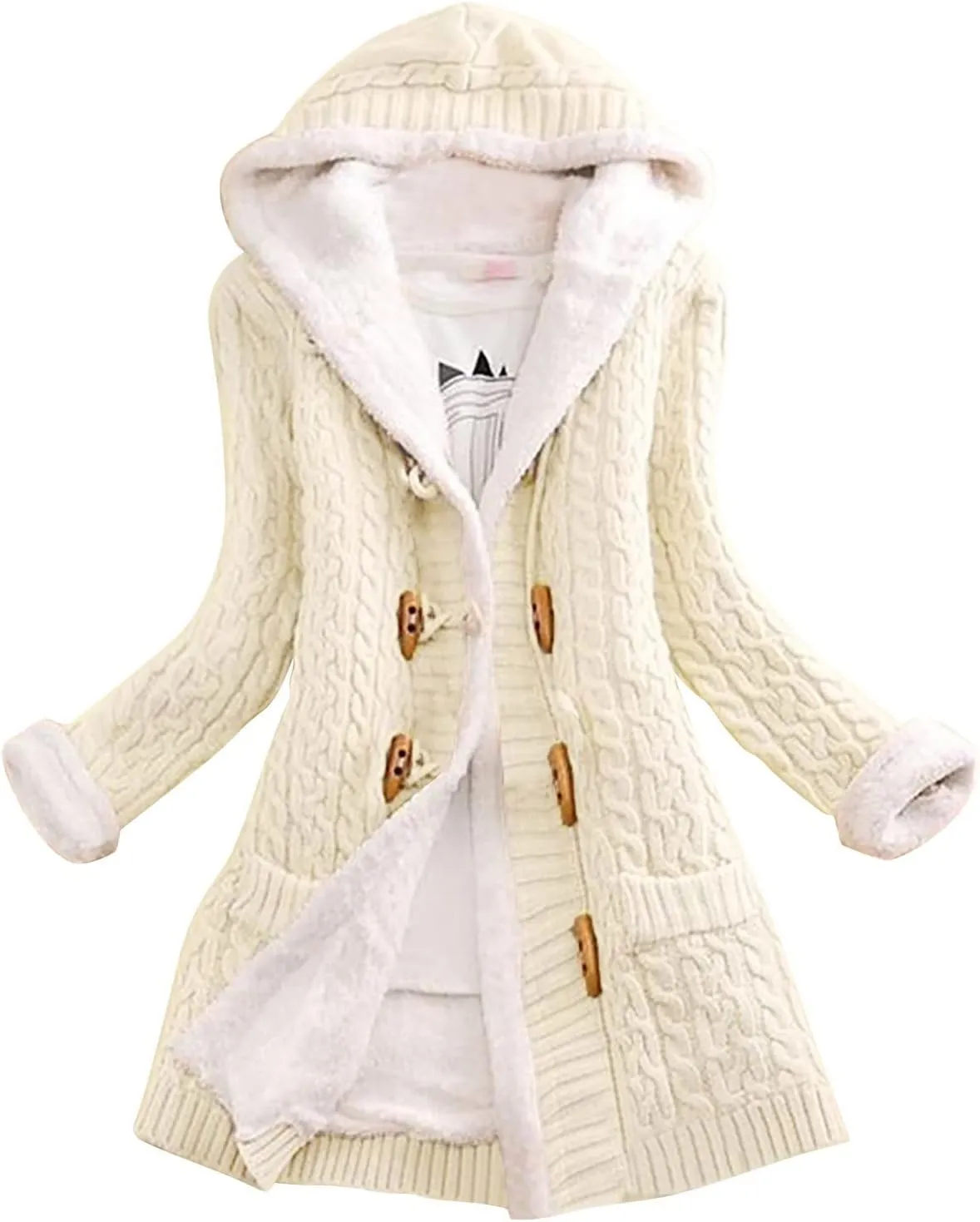 Fleece Jacket Women Long Sleeve Thick Warm Hooded Cardigan Coat Oversized Fluffy Outerwear Women Coats