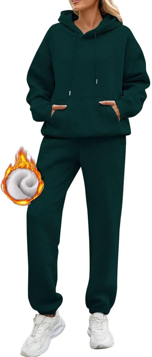 FQZWONG Sweatsuits Women 2 Piece Outfit Oversized Hoodies and Baggy Sweatpants with Pockets Lounge Fall Winter Tracksuits