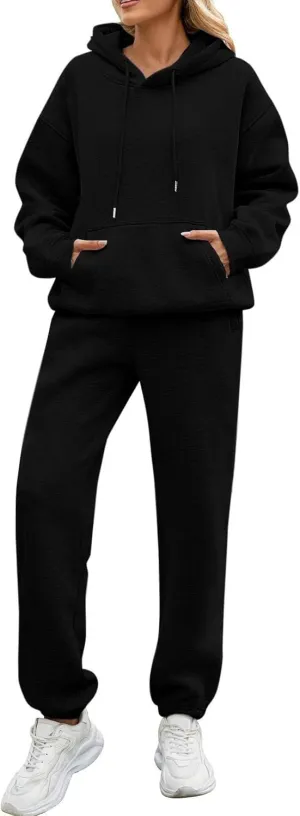 FQZWONG Sweatsuits Women 2 Piece Outfit Oversized Hoodies and Baggy Sweatpants with Pockets Lounge Fall Winter Tracksuits