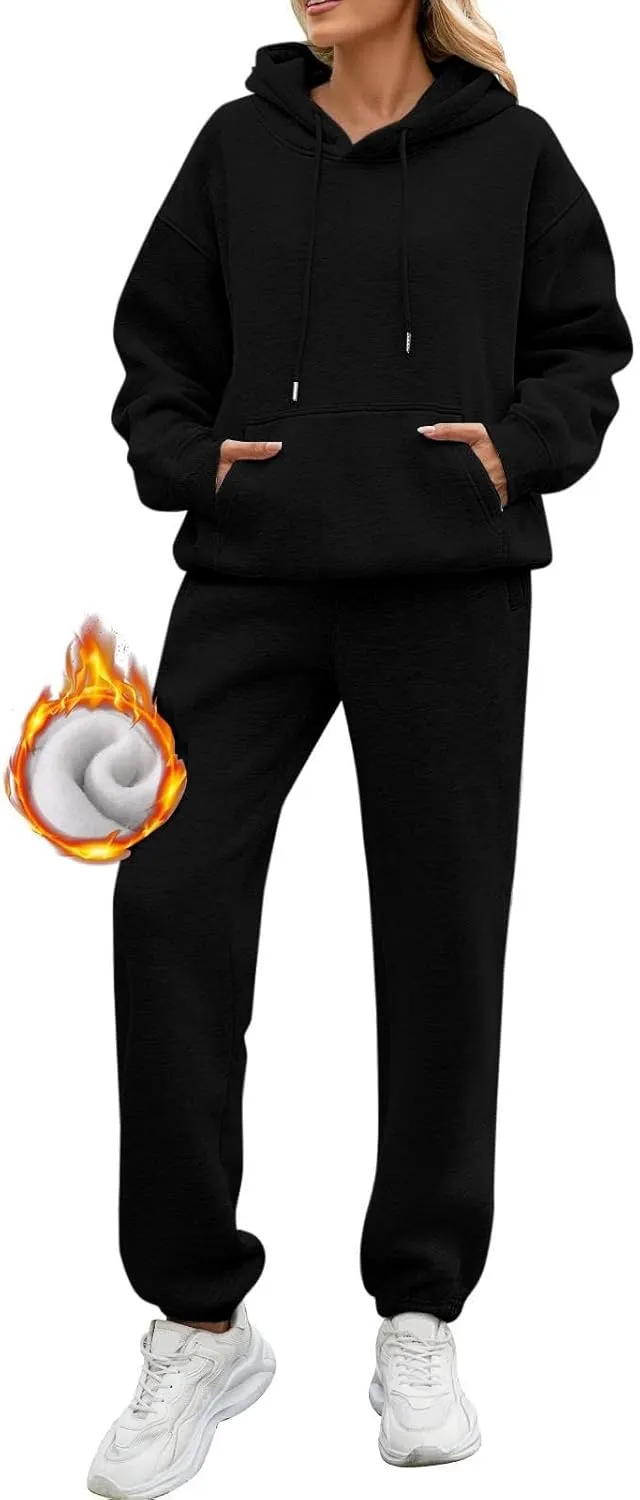 FQZWONG Sweatsuits Women 2 Piece Outfit Oversized Hoodies and Baggy Sweatpants with Pockets Lounge Fall Winter Tracksuits