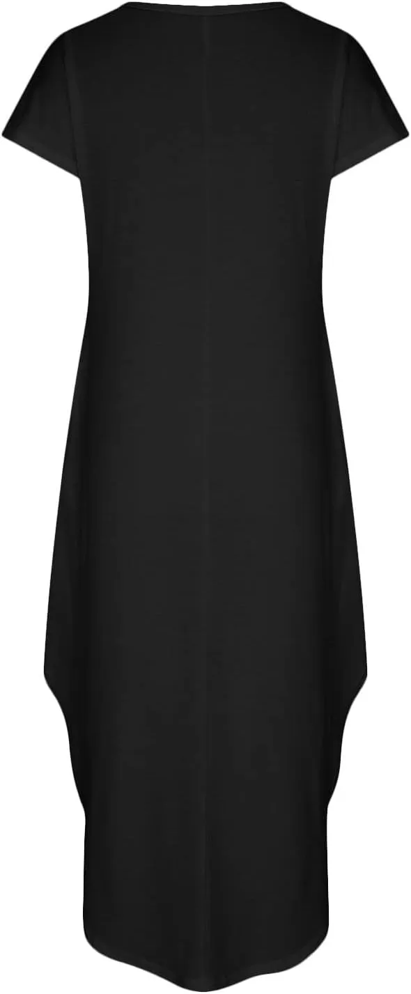 FZYLQY Women's Summer T Shirt Dresses, Loose V Neck Sundress for Women 2024 Casual Dresses Button Tshirt Dress with Pockets