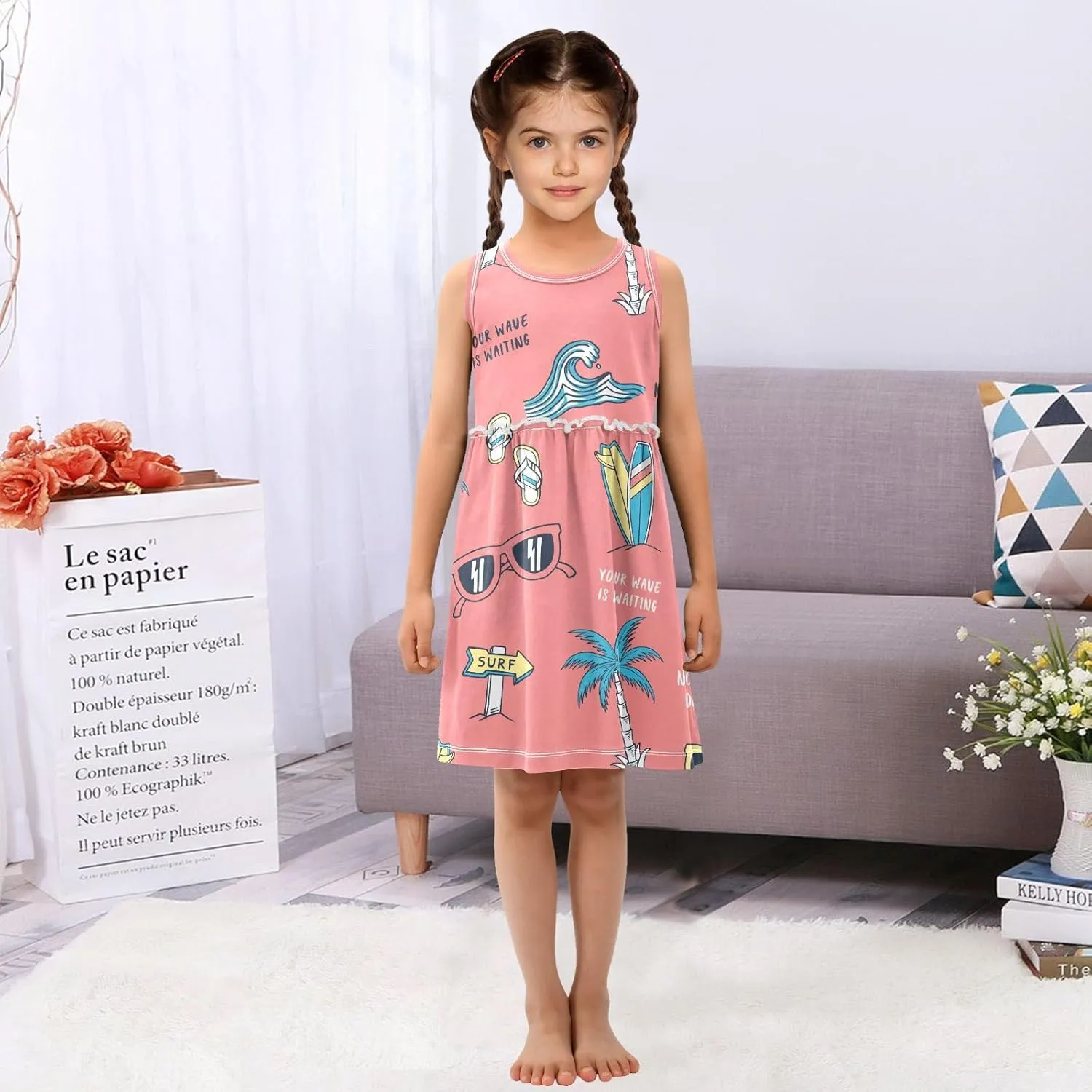 Girls' Dresses Toddler Summer Dress Sleeveless Dresses for Girls Cotton Sundress 2-8Y