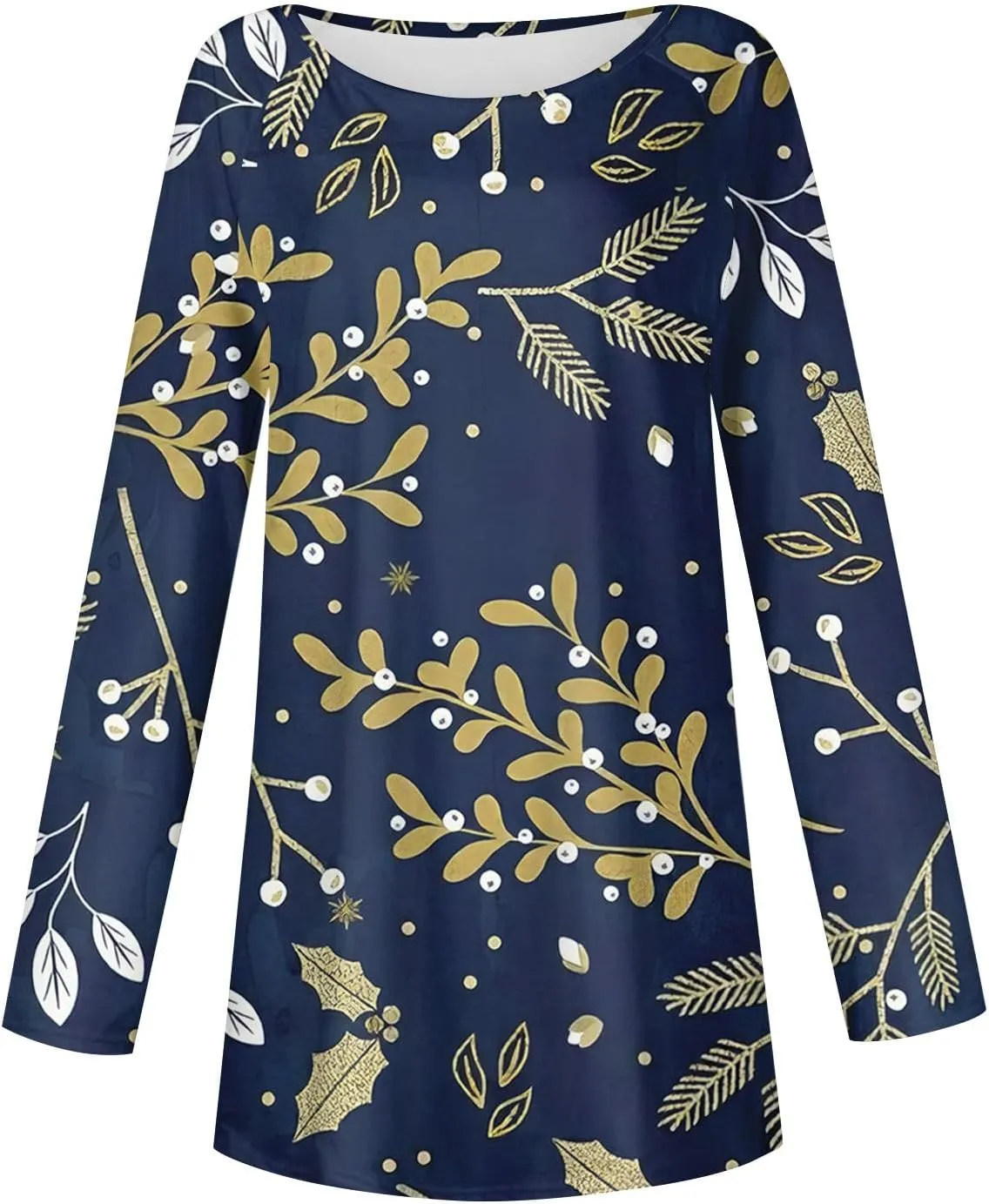Going Out Tops For Women, Womens Loose Fit Long Sleeve Blouse Trendy Crewneck Tunics Or Tops To Wear With Leggings