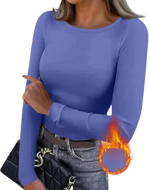 Going Out Tops for Women Y2K Long Sleeve Lightweight Tops Ribbed Crew Neck Shirts Winter Trendy Travel Clothes