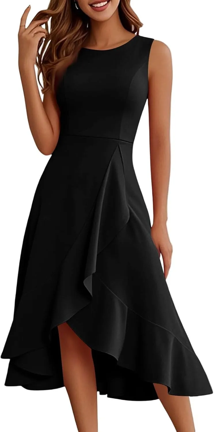 Graduation Dresses for Women 2025 Summer Wrap High Low Midi Dress Ruffle Cocktail Wedding Guest Dress with Slit