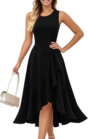 Graduation Dresses for Women 2025 Summer Wrap High Low Midi Dress Ruffle Cocktail Wedding Guest Dress with Slit
