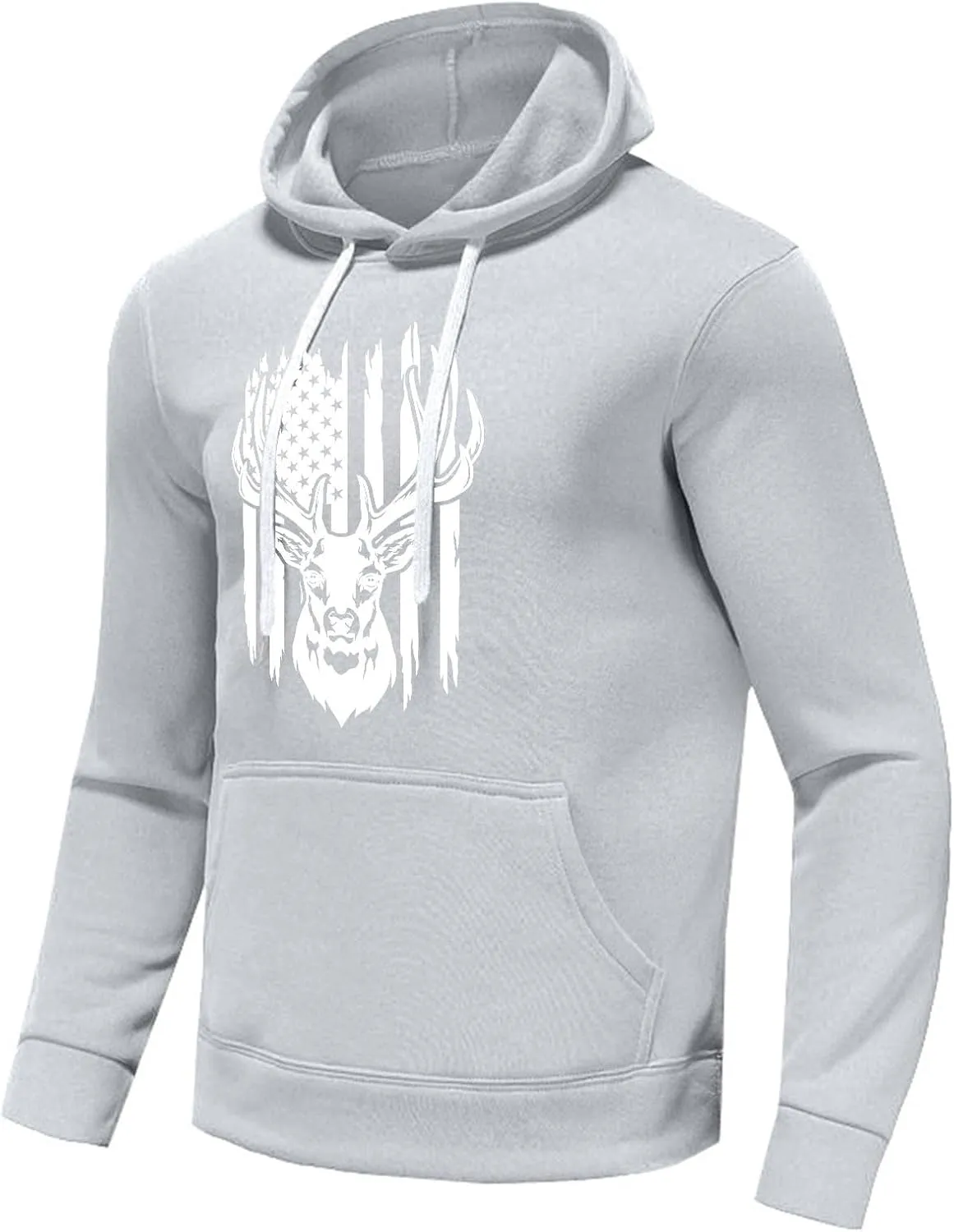 Graphic Hoodies For Men American Flag Deer Print Hooded Sweatshirts Outdoor Patriotic Shirts Long Sleeve Spring Tops