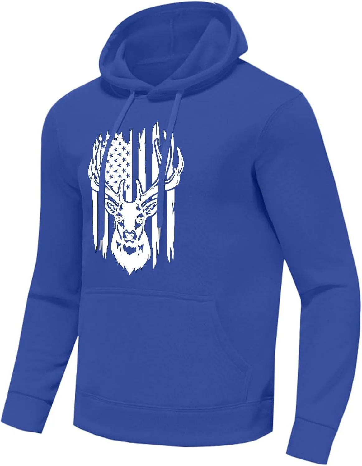 Graphic Hoodies For Men American Flag Deer Print Hooded Sweatshirts Outdoor Patriotic Shirts Long Sleeve Spring Tops