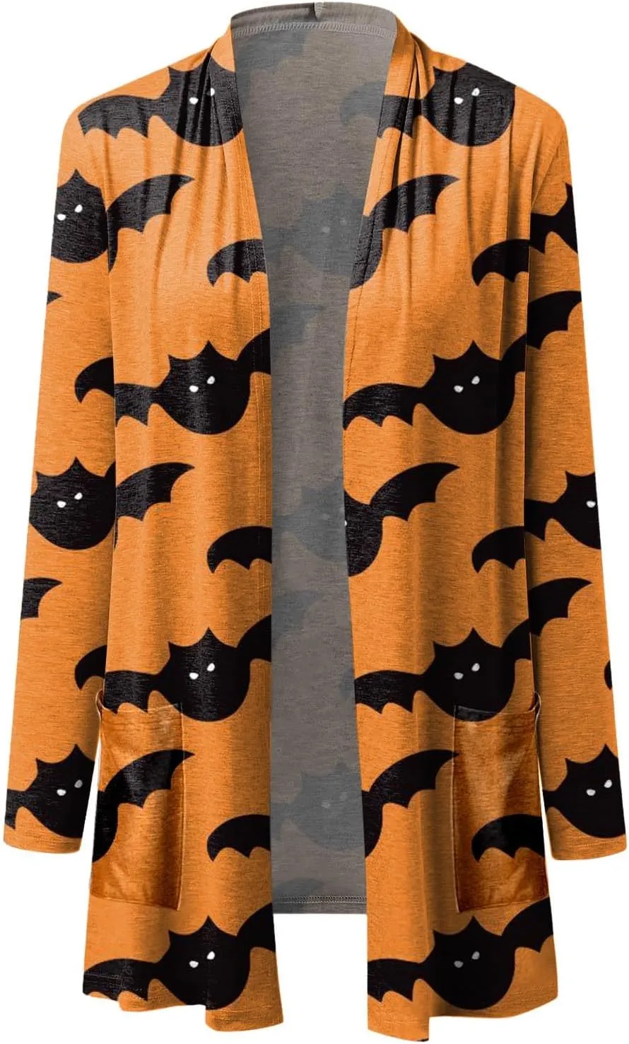 Halloween Cardigan for Women Fall Fashion 2023 Pumpkin Cat Print Open Front Long Cardigan Knitted Sweater Outwear Coat