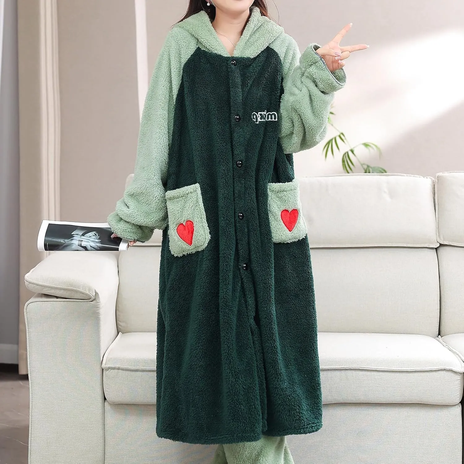 HGps8w Fuzzy Fleece Pajama Sets for Women Winter Long Fuffy Hoodie Jacket Sleepwear Comfy Plush Pants Lounge Pjs with Pockets