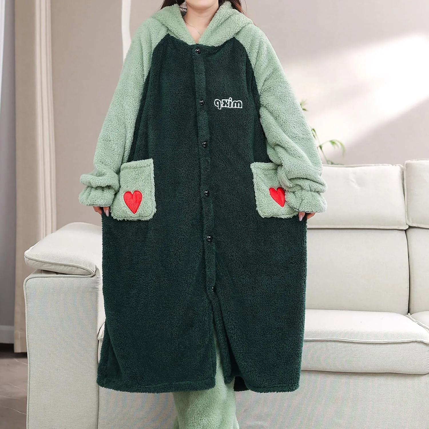 HGps8w Fuzzy Fleece Pajama Sets for Women Winter Long Fuffy Hoodie Jacket Sleepwear Comfy Plush Pants Lounge Pjs with Pockets