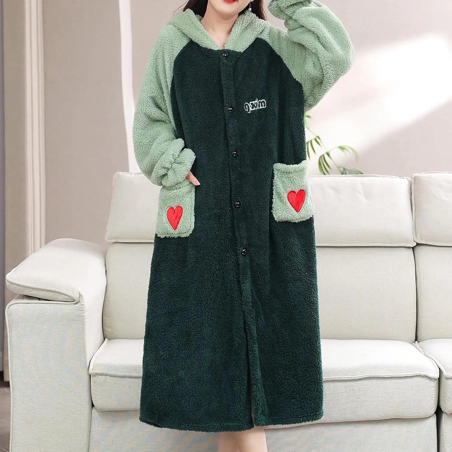 HGps8w Fuzzy Fleece Pajama Sets for Women Winter Long Fuffy Hoodie Jacket Sleepwear Comfy Plush Pants Lounge Pjs with Pockets