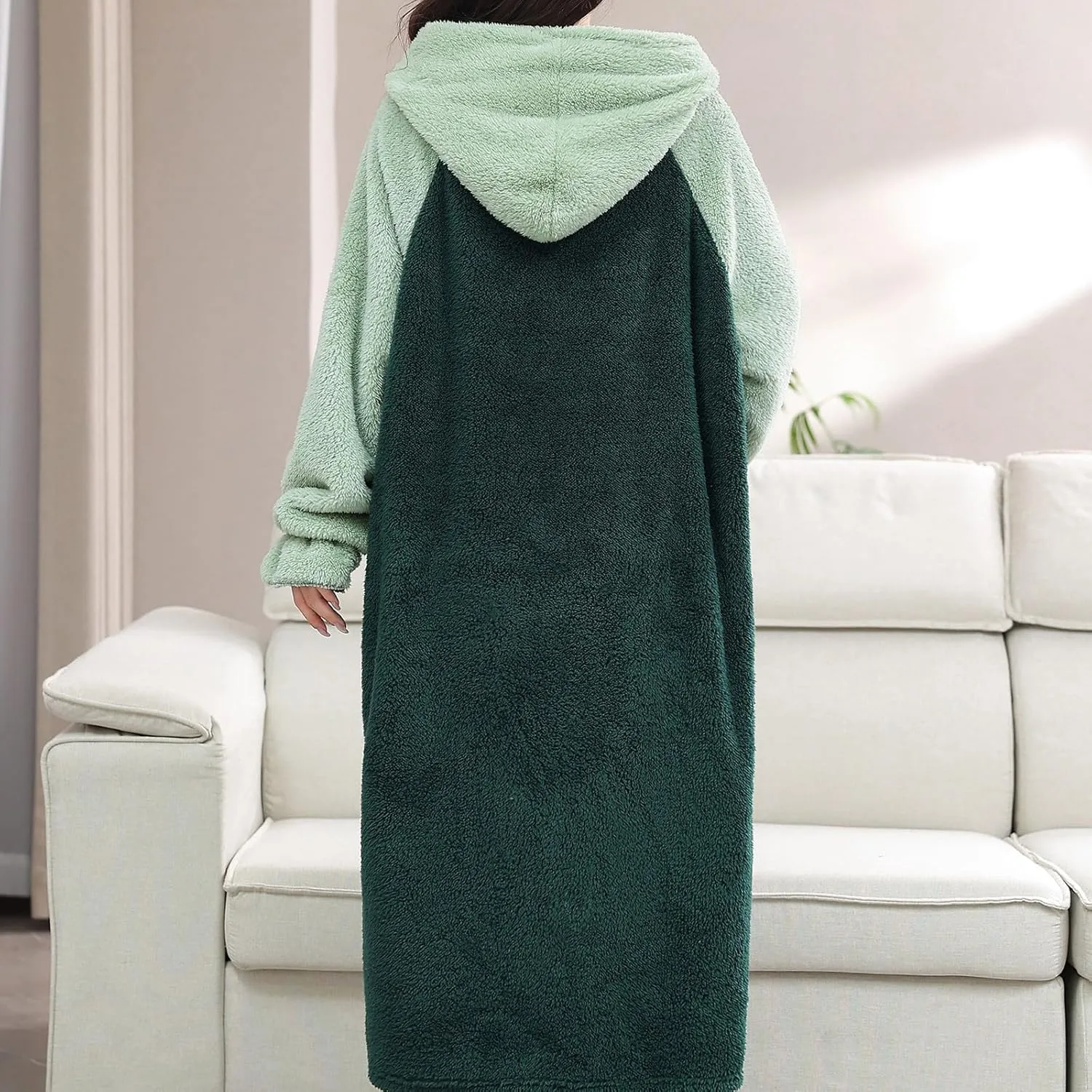 HGps8w Fuzzy Fleece Pajama Sets for Women Winter Long Fuffy Hoodie Jacket Sleepwear Comfy Plush Pants Lounge Pjs with Pockets