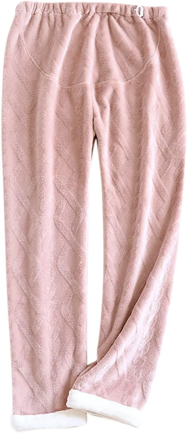 HGps8w Women's Adjustable Soft Flannel Pajama Pants Fleece Fuzzy Winter Warm Lounge Pants Comfy Pajama Bottoms Sleepwear