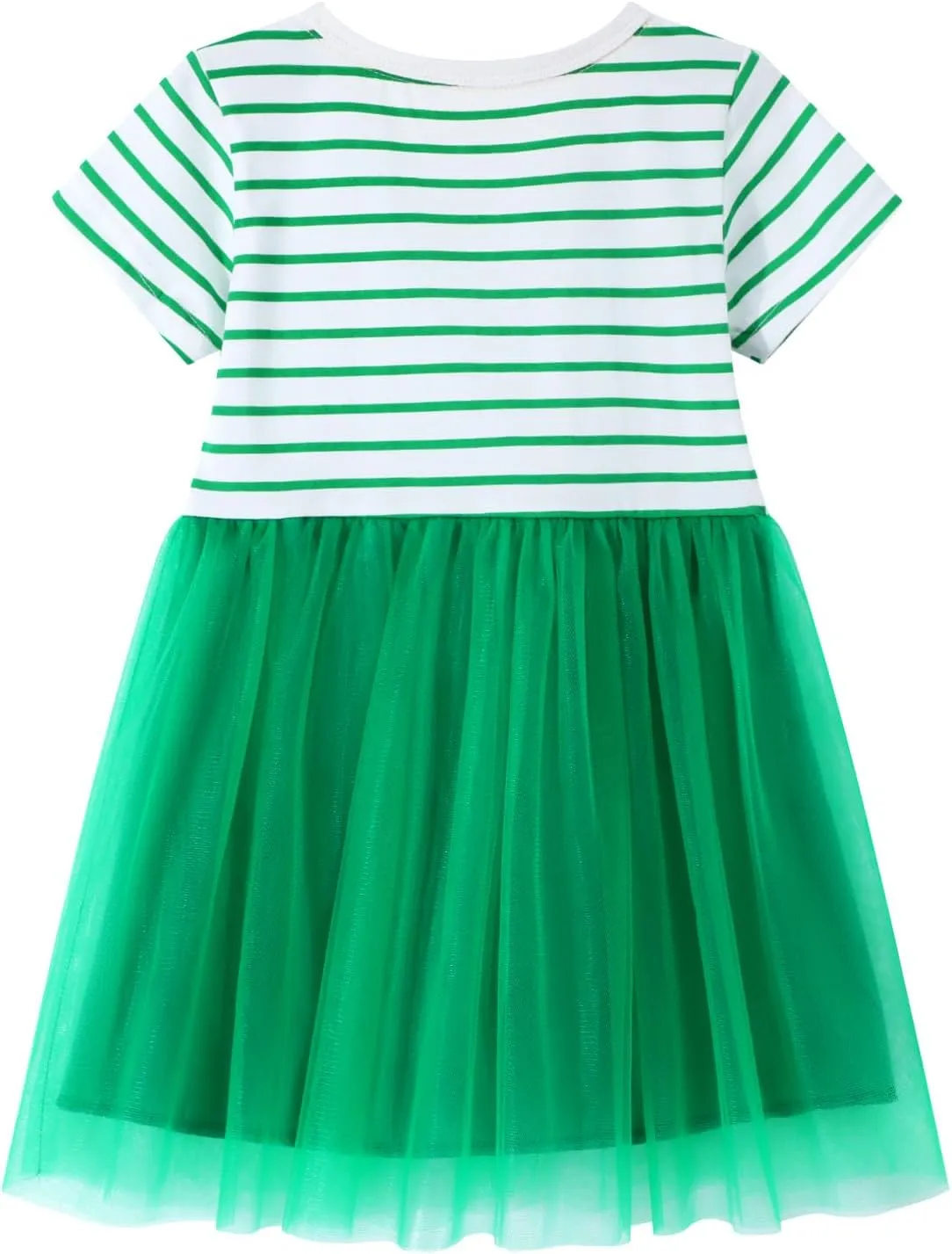 HILEELANG Girl Easter Dresses Short Ruffle Sleeve Cotton Tulle Tutu Birthday Party Dresses
