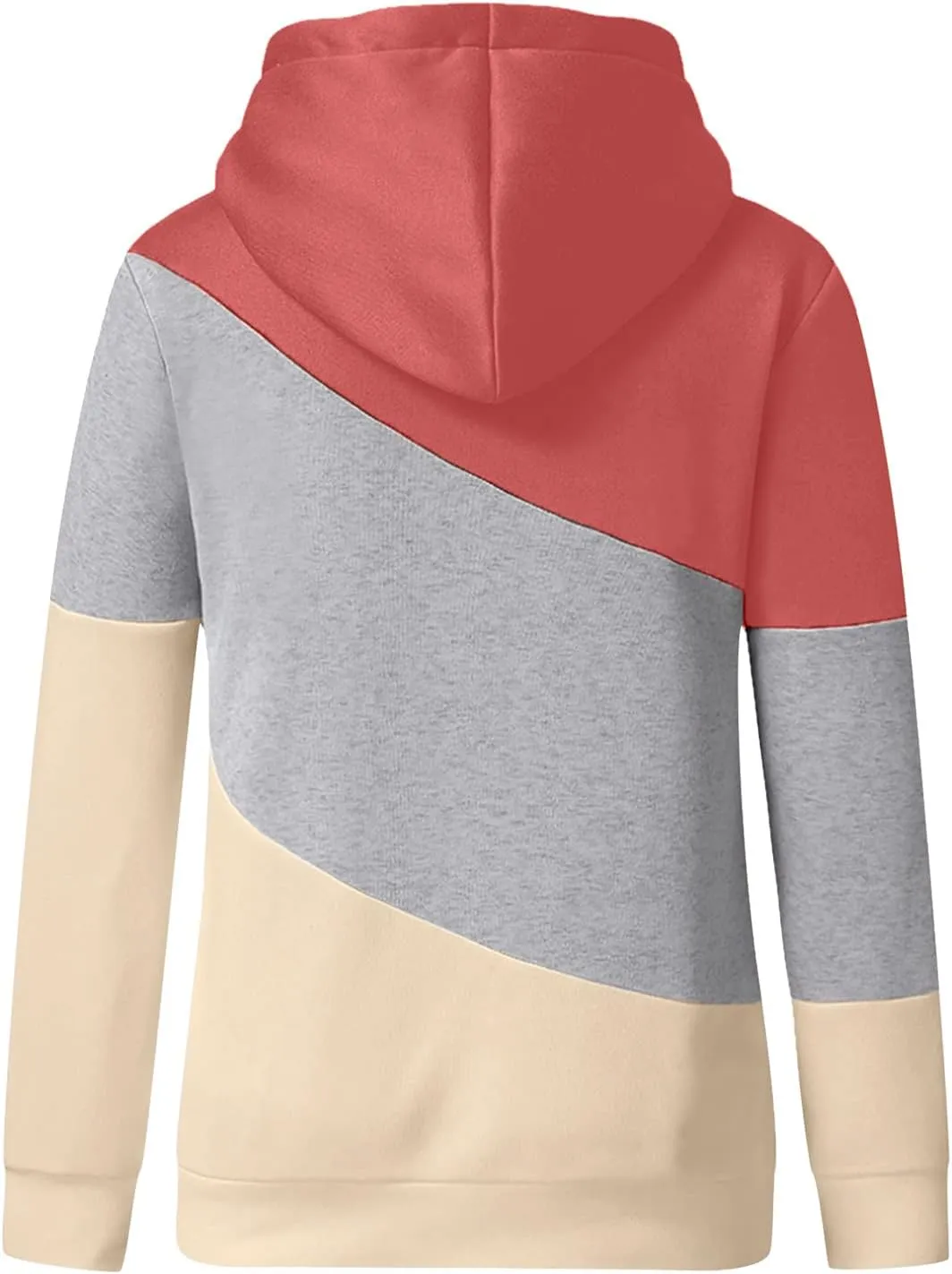 Hooded Sweatshirts Women Plus Size Colorblock Patchwork String Hoodies Casual Comfy Pullover Tunics Sweater Fashion