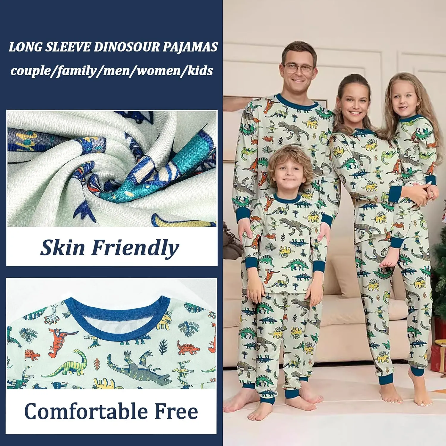 HYCLES Family Matching Pajama Sets, Long Sleeve Sleepwear Pjs for Women Men Adults Teens Couple