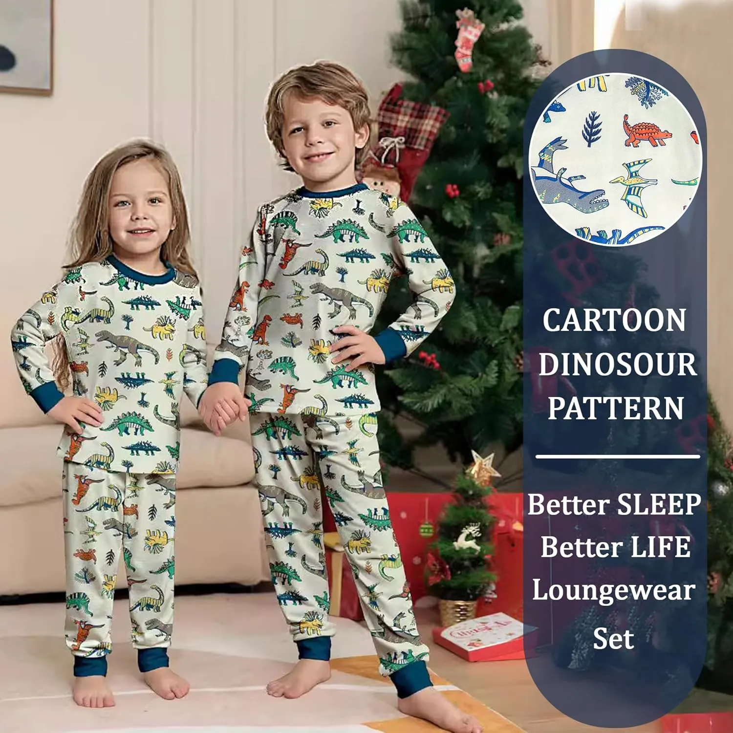 HYCLES Family Matching Pajama Sets, Long Sleeve Sleepwear Pjs for Women Men Adults Teens Couple