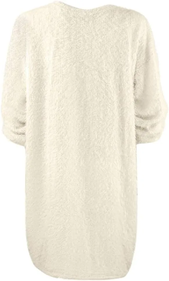 JJHAEVDY Sweater Dresses for Women 2025 Long Sleeve Crewneck Dress Solid Casual Dresses Fall Fuzzy Dresses Winter Loose Dress