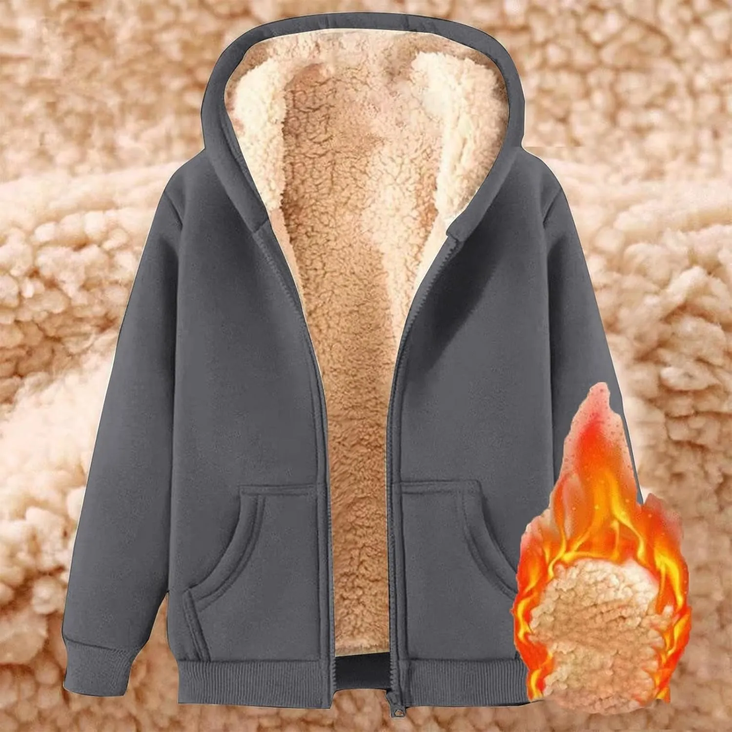 JOFOW zip up hoodie women cropped sweatshirt trendy queen hoodie womens fleece zip up jacket