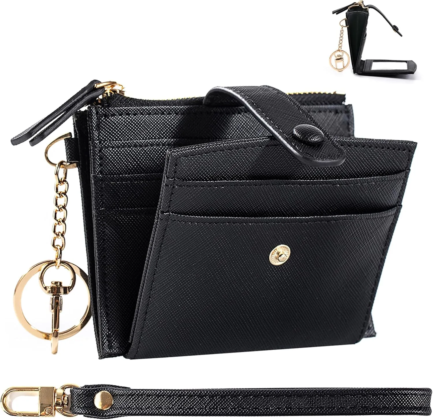 Keychain Wallet Wristlet Small Credit Card Holder Bracelet Key Chain Purse Bangle Tassel Beads Key Rings for Women