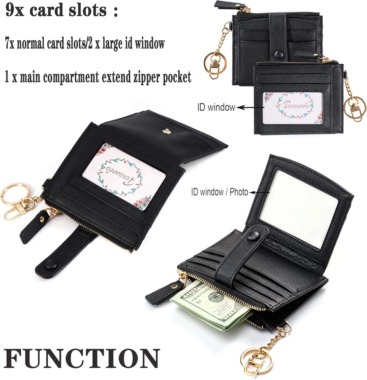 Keychain Wallet Wristlet Small Credit Card Holder Bracelet Key Chain Purse Bangle Tassel Beads Key Rings for Women
