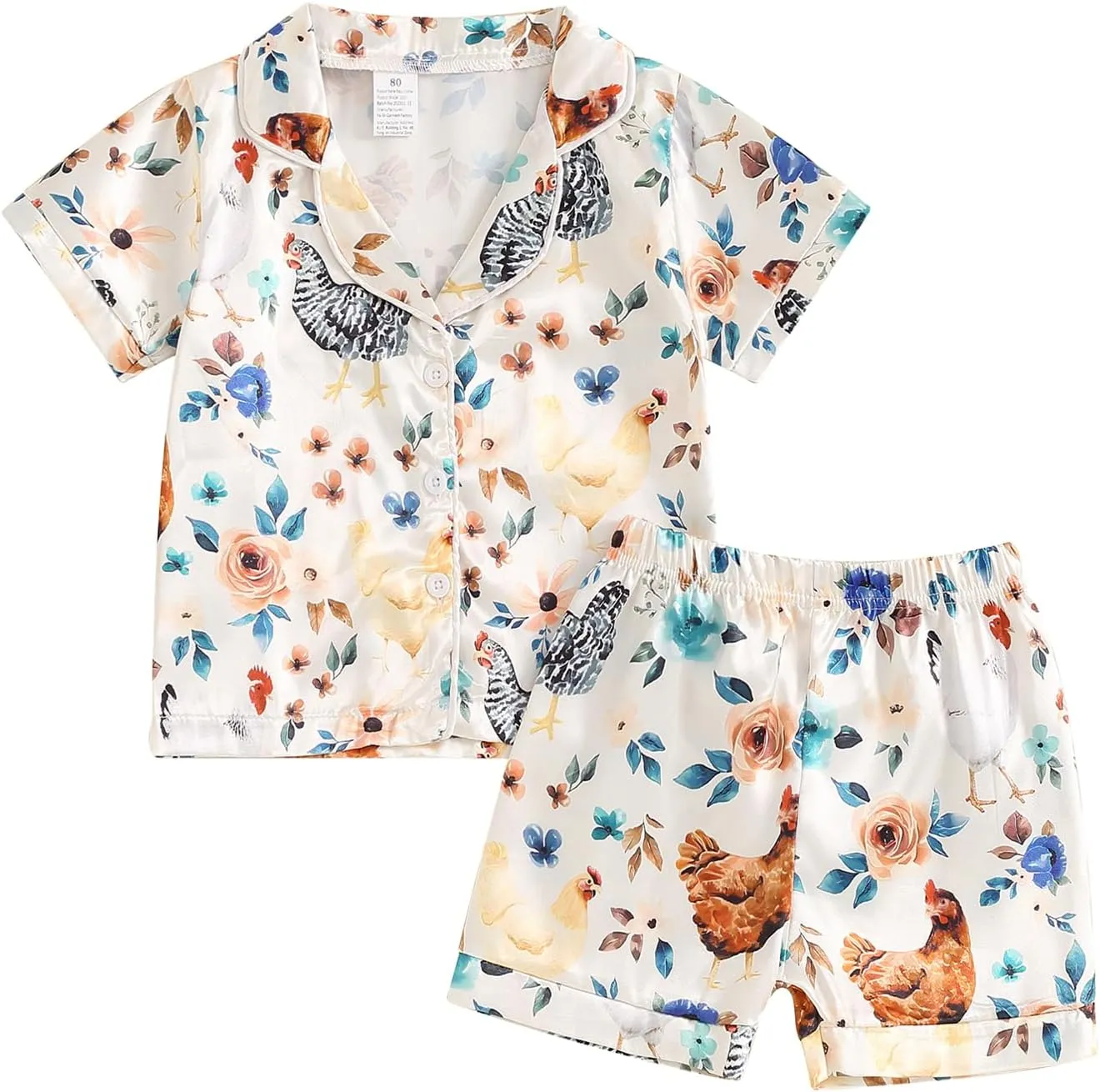 Kids Toddler Girls Pajamas Baby Short Sleeve Lapel Button Down Tops   Shorts Satin Silk Sleepwear Summer Loungewear