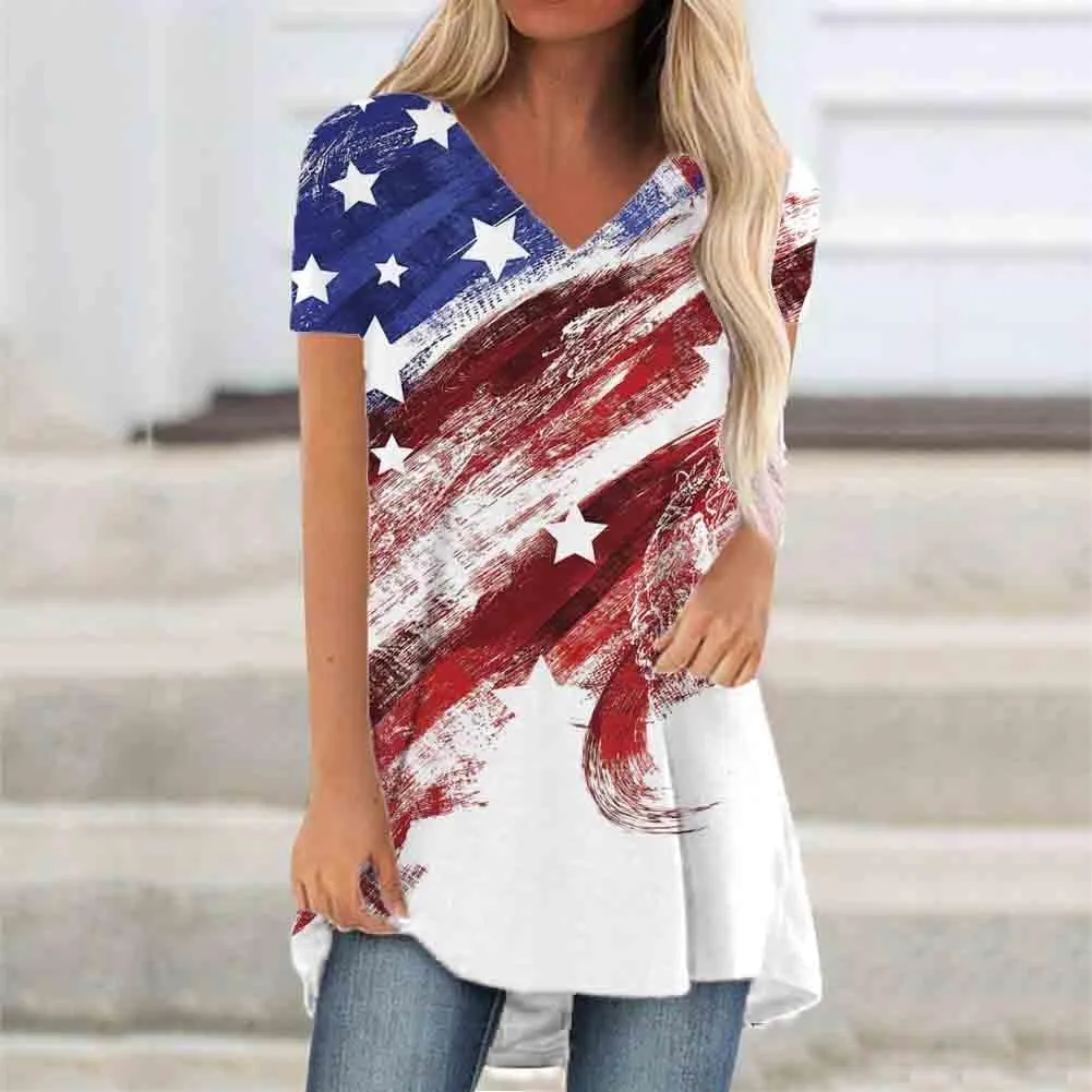 KKG Tops Tunics for Women to Wear with Leggings, Casual Loose Fit V Neck Short/Long Sleeves T Shirt