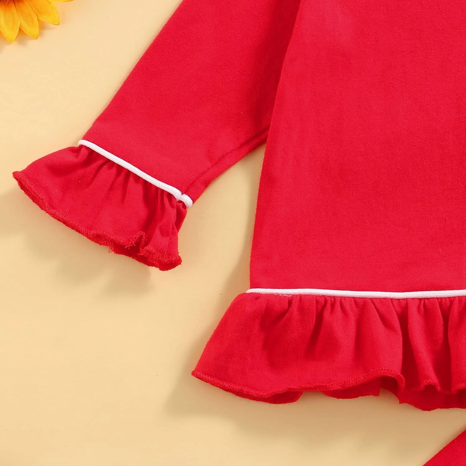 KMBANGI Toddler Baby Girl Two Piece Pajamas Set Long Sleeve Ruffle Button Down Pajamas Top Pants Sleepwear Clothes