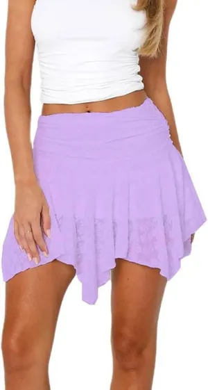 KOSUSANILL Ruffle Lace Mini Skirt Women Y2k Layered Low Rise Flowy Pleated Mesh Half Slip Tiered Halloween Costume Underskirt
