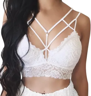Lace Bralette Vest Crop Wireless Bra Lingerie Sexy V Neck Underwear Camisole