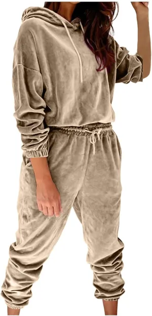 Lastesso Sweatsuits for Women Set 2 Piece Soft Velour Track Suits Vintage Sweatshirts Soft Sweatpants Classiac Track Suits