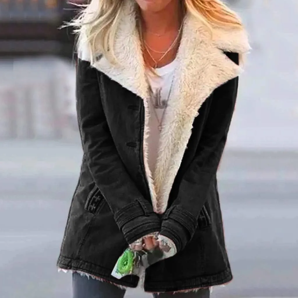 LCMTWX Fuzzy Shaggy Teddy Coats Jacket Lapel Single Breasted Long Sleeve Plus Size Outwear Coat Shaggy Warm Winter Womens