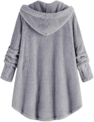 LCMTWX Winter Coats for Women Long Hooded Button Fleece Sleeve Plus Size Women Women's Color Block Patchwork Cardigan
