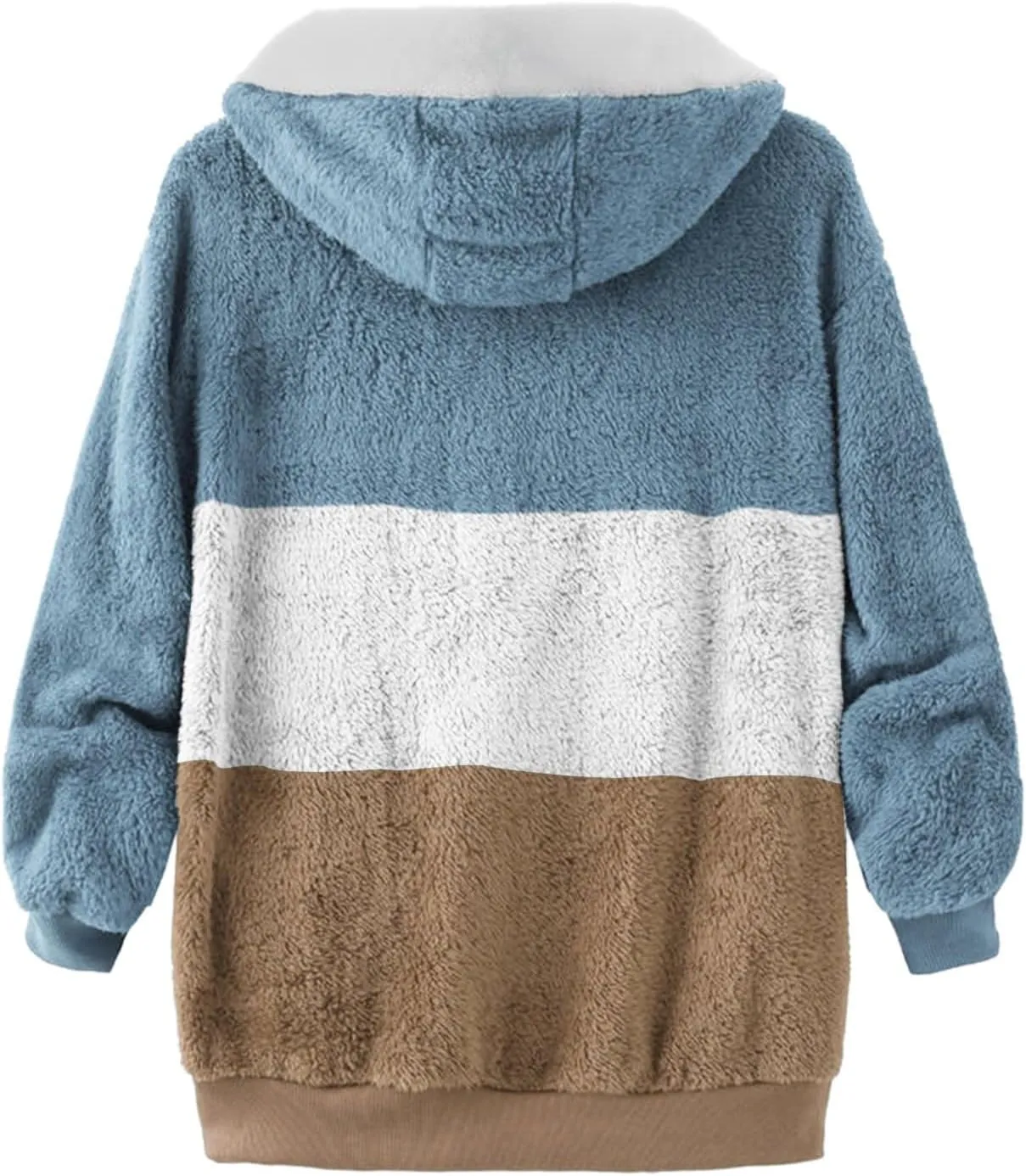 LCMTWX Women Fashion Color Block Faux Shearling Coat Pullover Sweatershirt Solid Artificial Wool Coat Outerwear with Warm