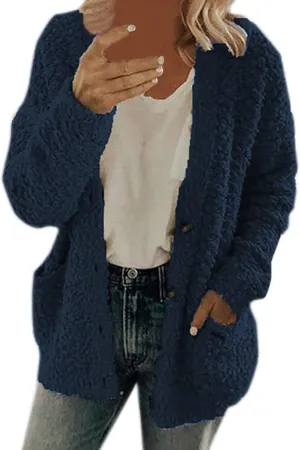LCMTWX Women's Coats Basic Long Jacket Coat Long Sleeved Jumper with Pockets Winter Coat Women Faux Fur Fur Coats for