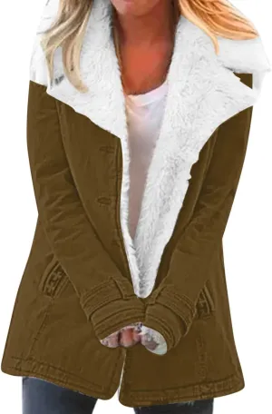 LCMTWX Women's Coats Basic Long Jacket Coat Long Sleeved Jumper with Pockets Winter Coat Women Faux Fur Fur Coats for