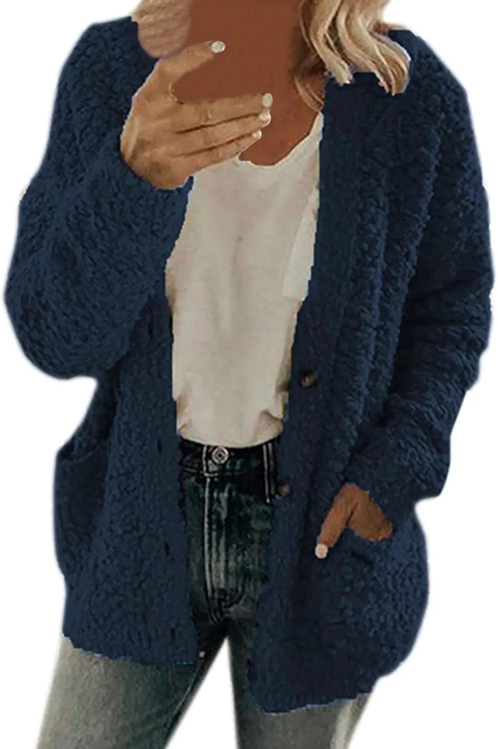 LCMTWX Women's Coats Basic Long Jacket Coat Long Sleeved Jumper with Pockets Winter Coat Women Faux Fur Fur Coats for