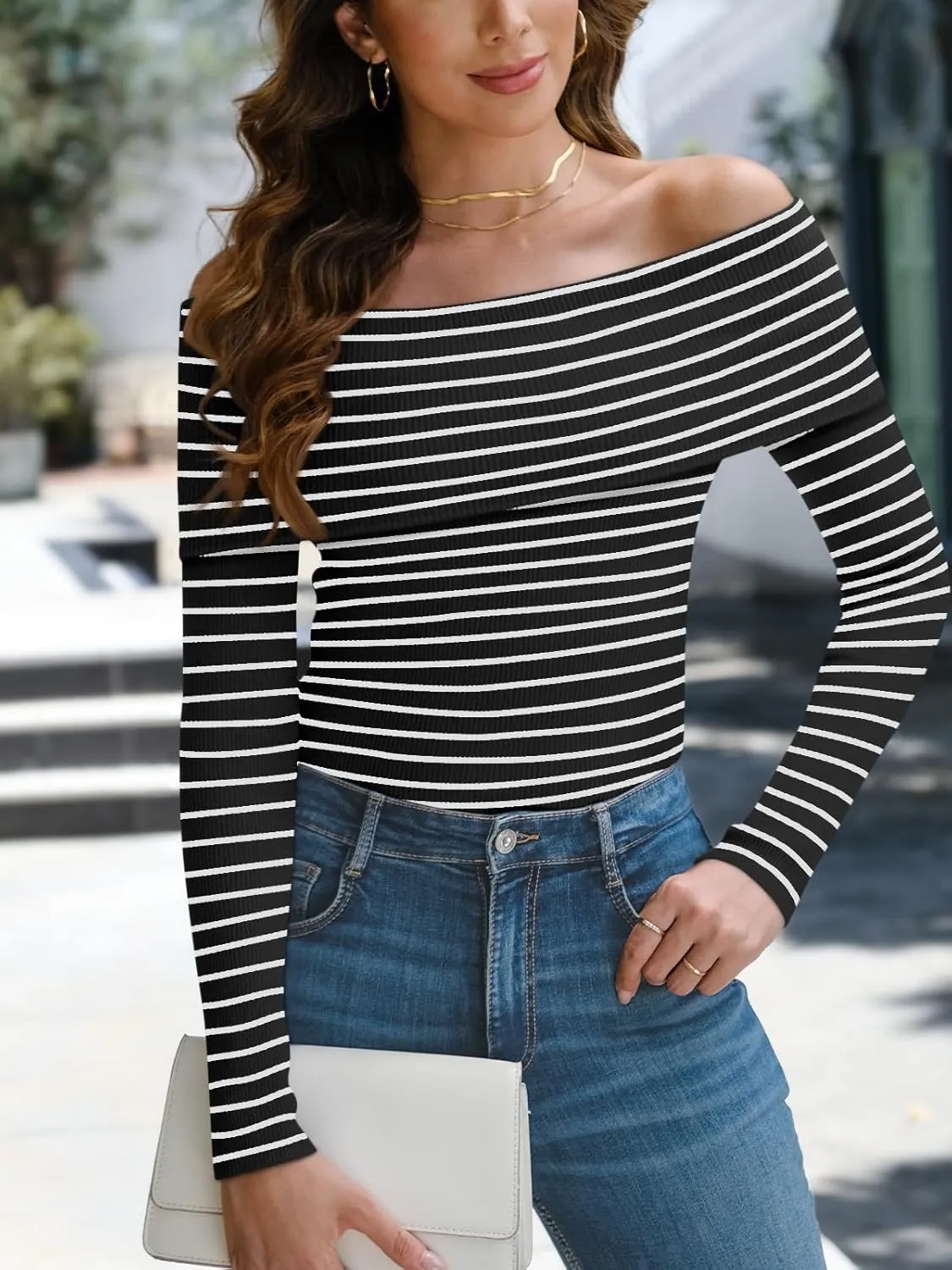 LILLUSORY Womens Off The Shoulder Sweater Fall Long Sleeve Going Out Y2k Tops Winter Date Night Outfits