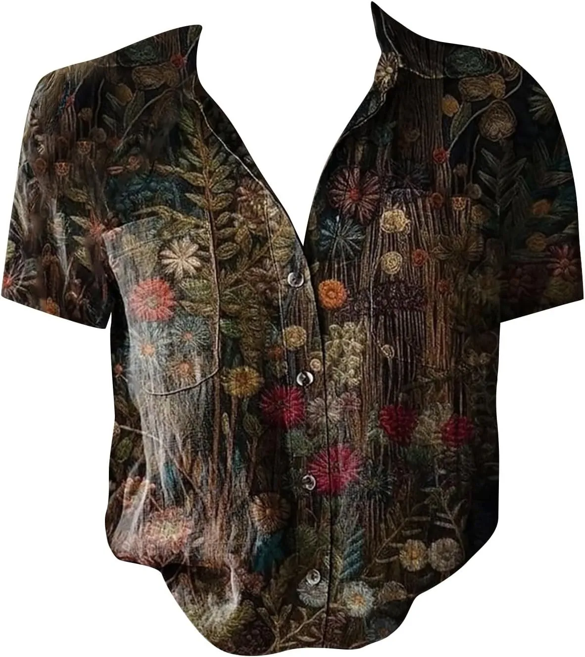 Linen Boho Tops for Women Boho Tops for Women 2025 Hippie Summer Short Sleeve Button Up Blouses Short Sleeve Shirts