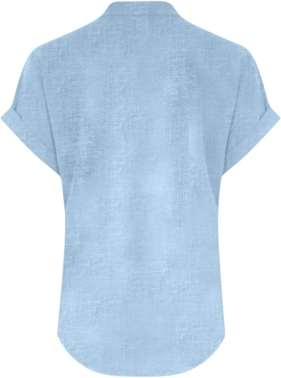 Linen Shirts for Women Button Up Cotton Shirt Summer Short Sleeve Blouse Loose Fit V-Neck Casual Blouses Tops